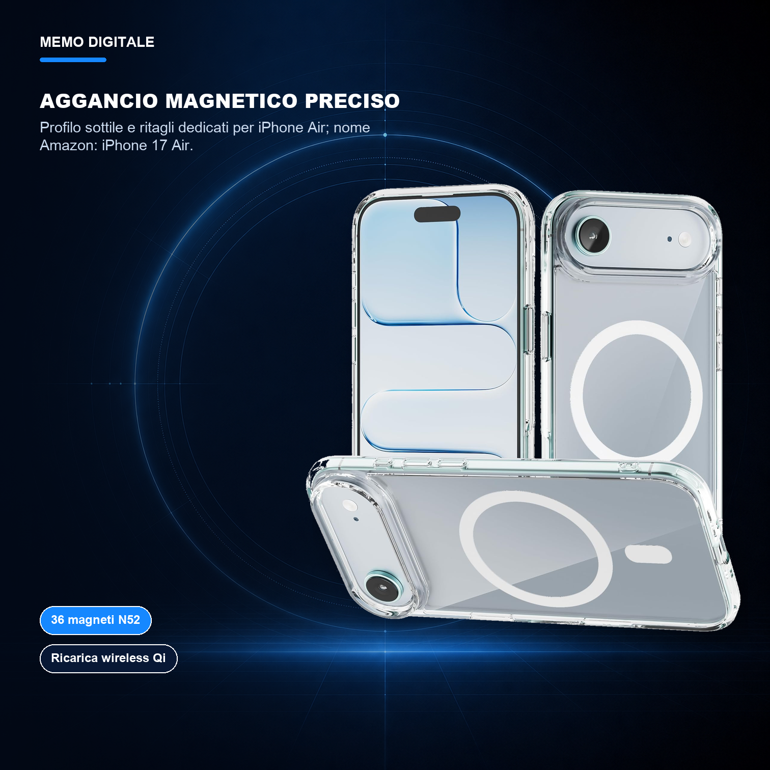 iPhone 17 Air | Cover trasparente MagSafe | Aggancio magnetico preciso