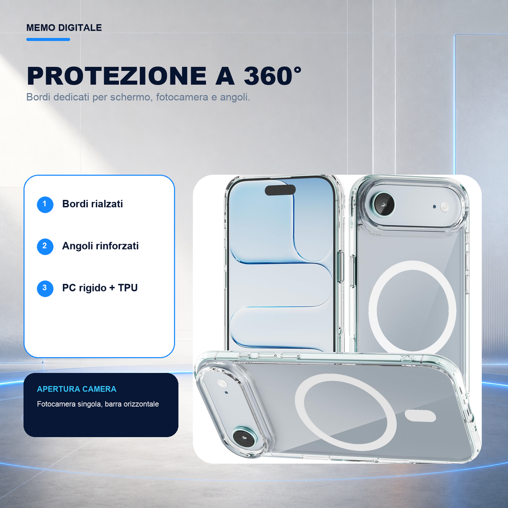 iPhone 17 Air | Cover trasparente MagSafe | Protezione a 360 gradi