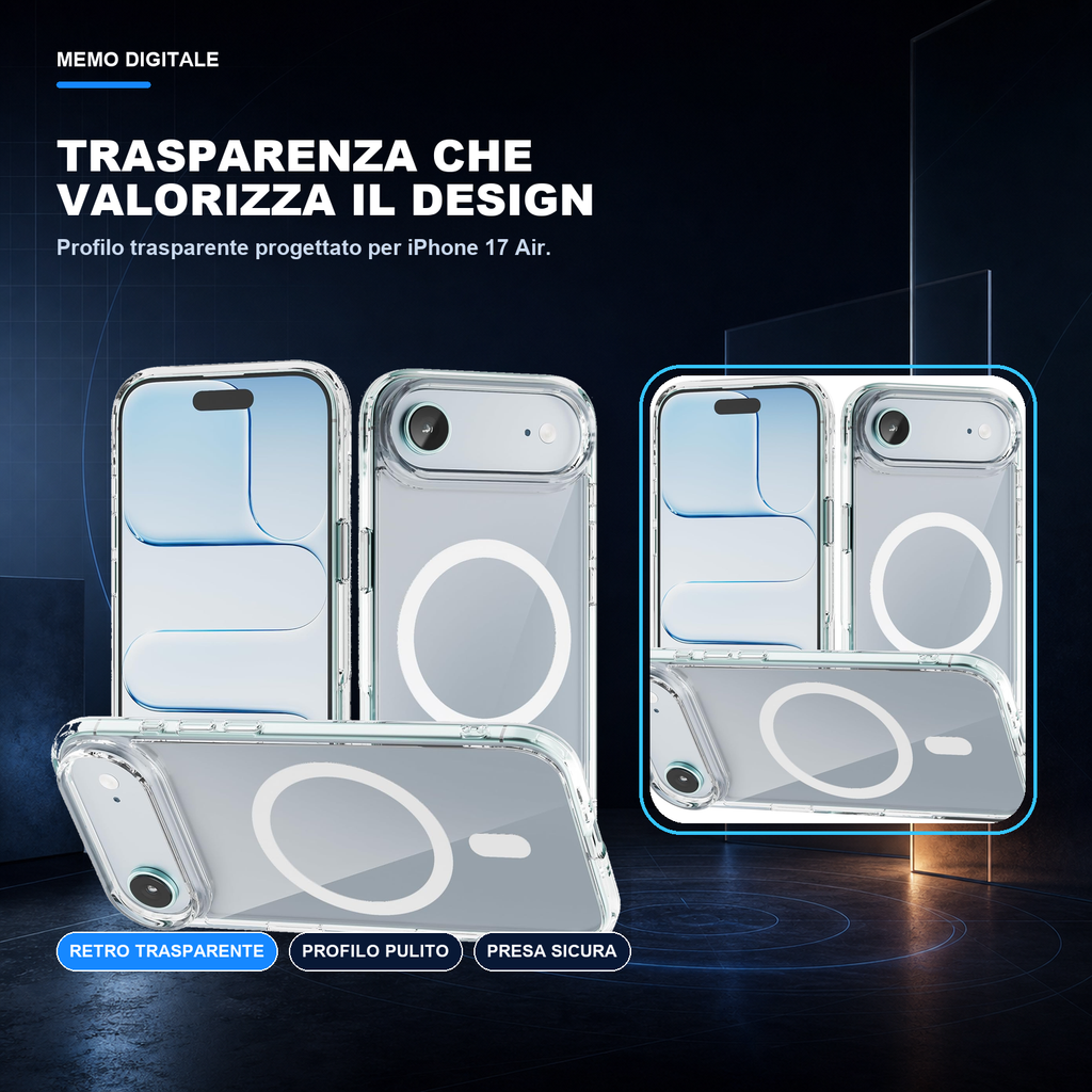 iPhone 17 Air | Cover trasparente MagSafe | Trasparenza e design