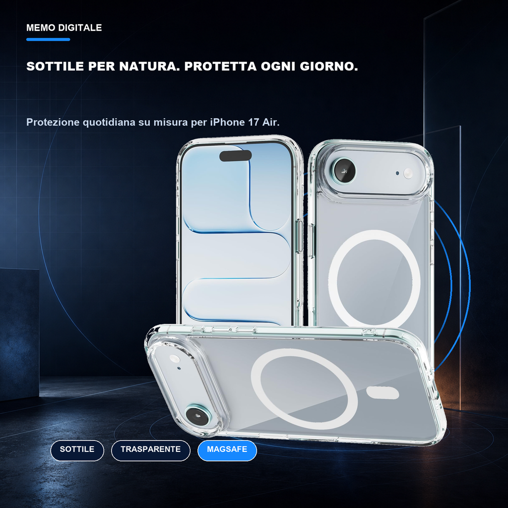 iPhone 17 Air | Cover trasparente MagSafe | Profilo sottile e presa sicura