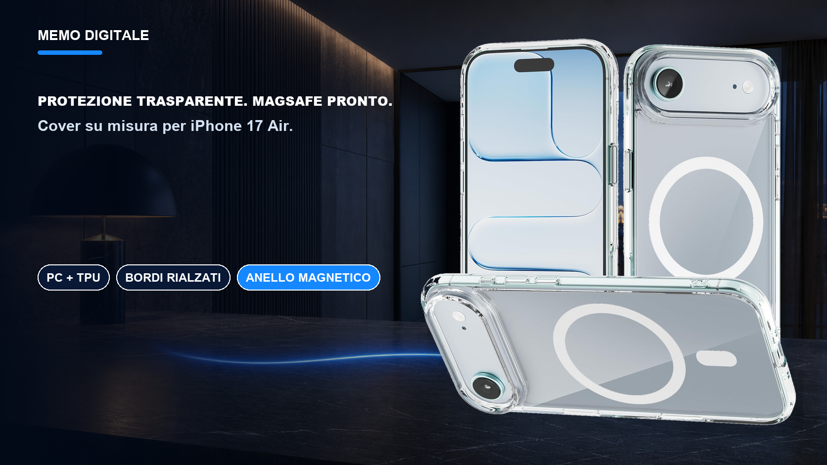 iPhone 17 Air · Protezione trasparente. MagSafe pronto.