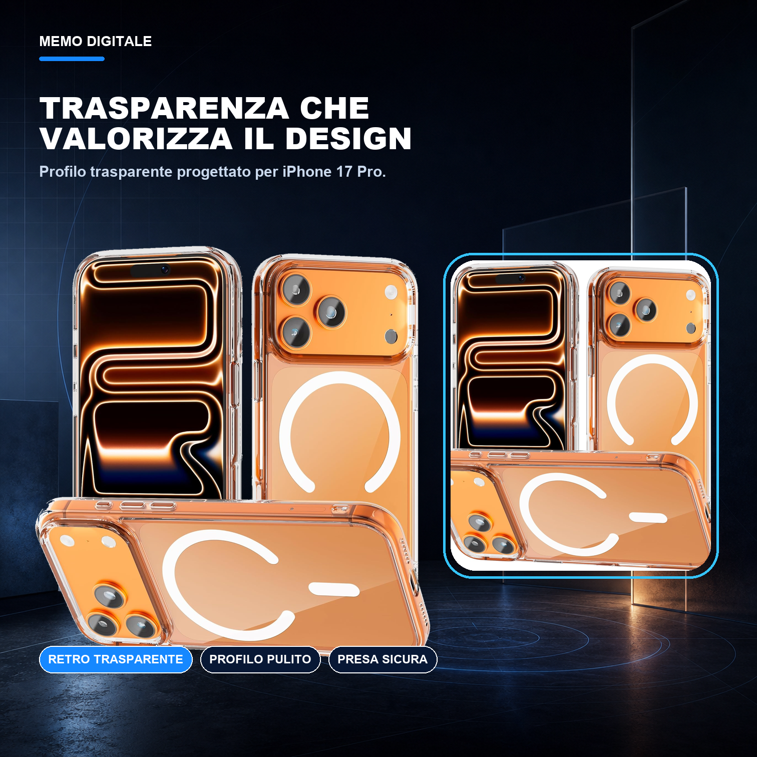 iPhone 17 Pro | Cover trasparente MagSafe | Trasparenza e design