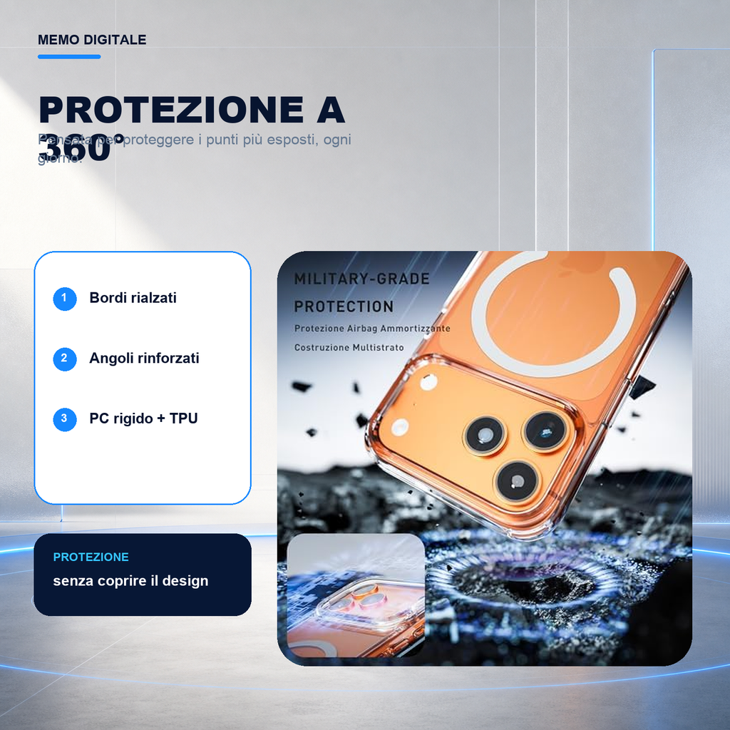 iPhone 17 Pro Max | Cover trasparente MagSafe | Protezione a 360 gradi