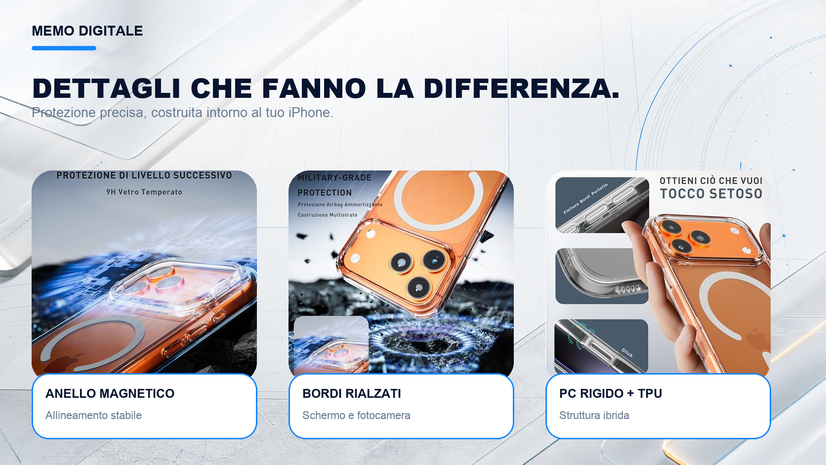 iPhone 17 Pro Max · Dettagli su misura: Sistema Pro Max a tre fotocamere; display 6,9″