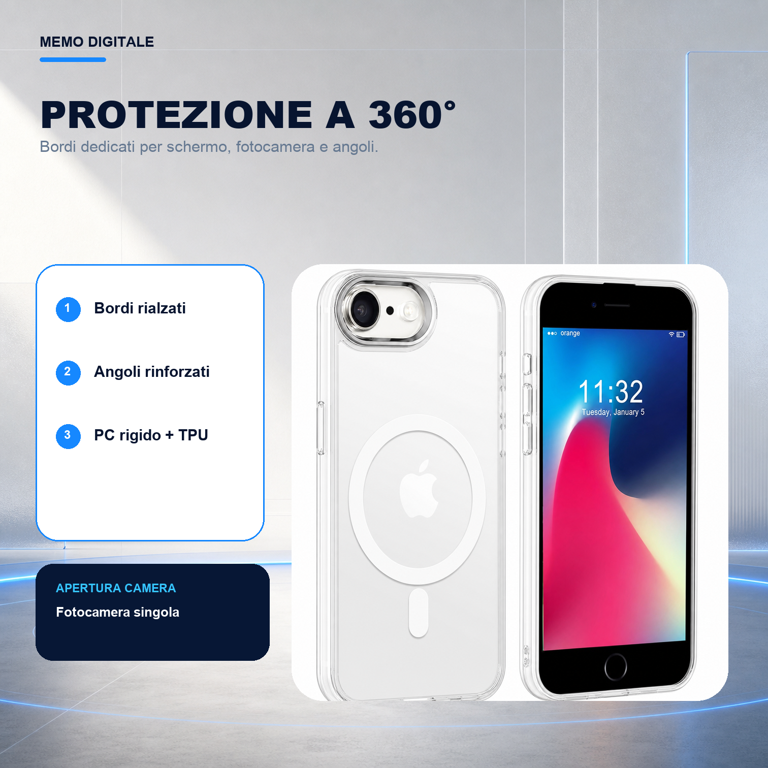 iPhone SE 2022/SE2020/8 | Cover trasparente MagSafe | Protezione a 360 gradi