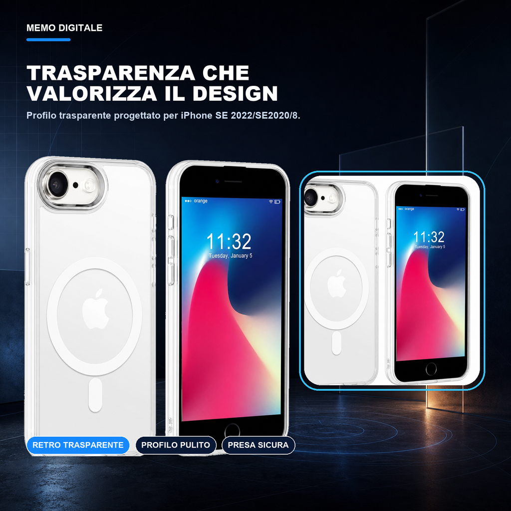 iPhone SE 2022/SE2020/8 | Cover trasparente MagSafe | Trasparenza e design