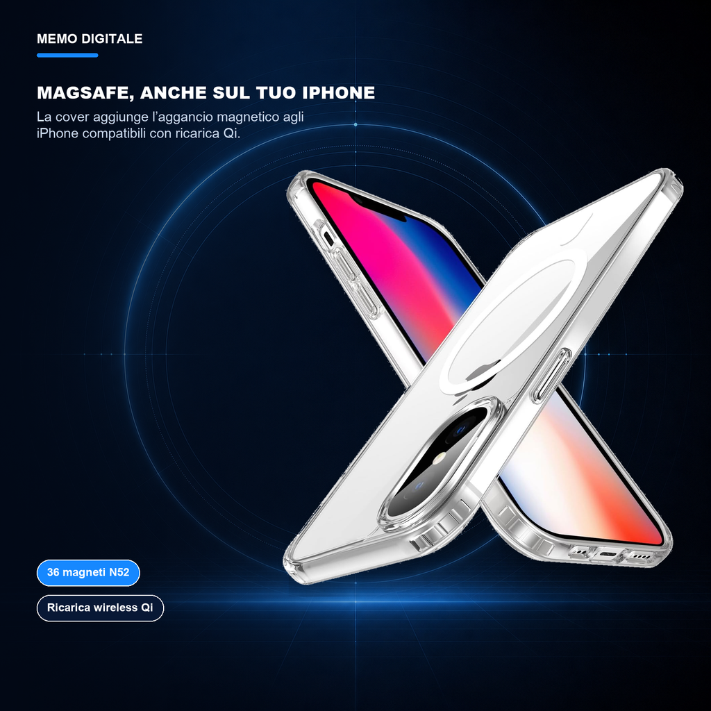 iPhone X/Xs | Cover trasparente MagSafe | Aggancio magnetico preciso
