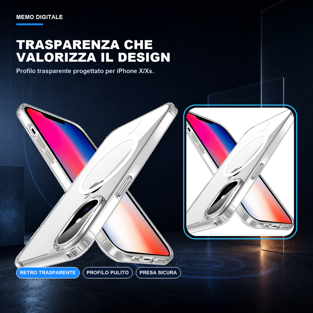 iPhone X/Xs | Cover trasparente MagSafe | Trasparenza e design