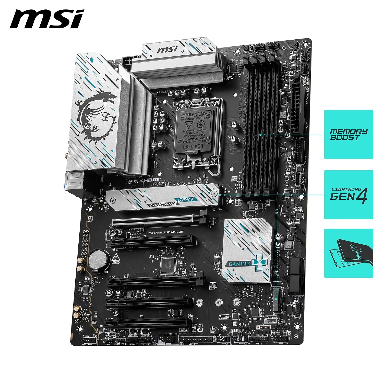 MSI B760 GAMING PLUS WIFI DDR4 – scheda madre LGA 1700 DDR4, immagine 3