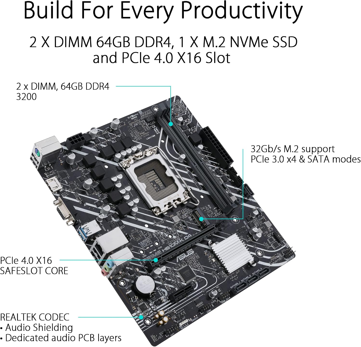 ASUS PRIME H610M-K D4 – scheda madre LGA 1700 DDR4, immagine 4
