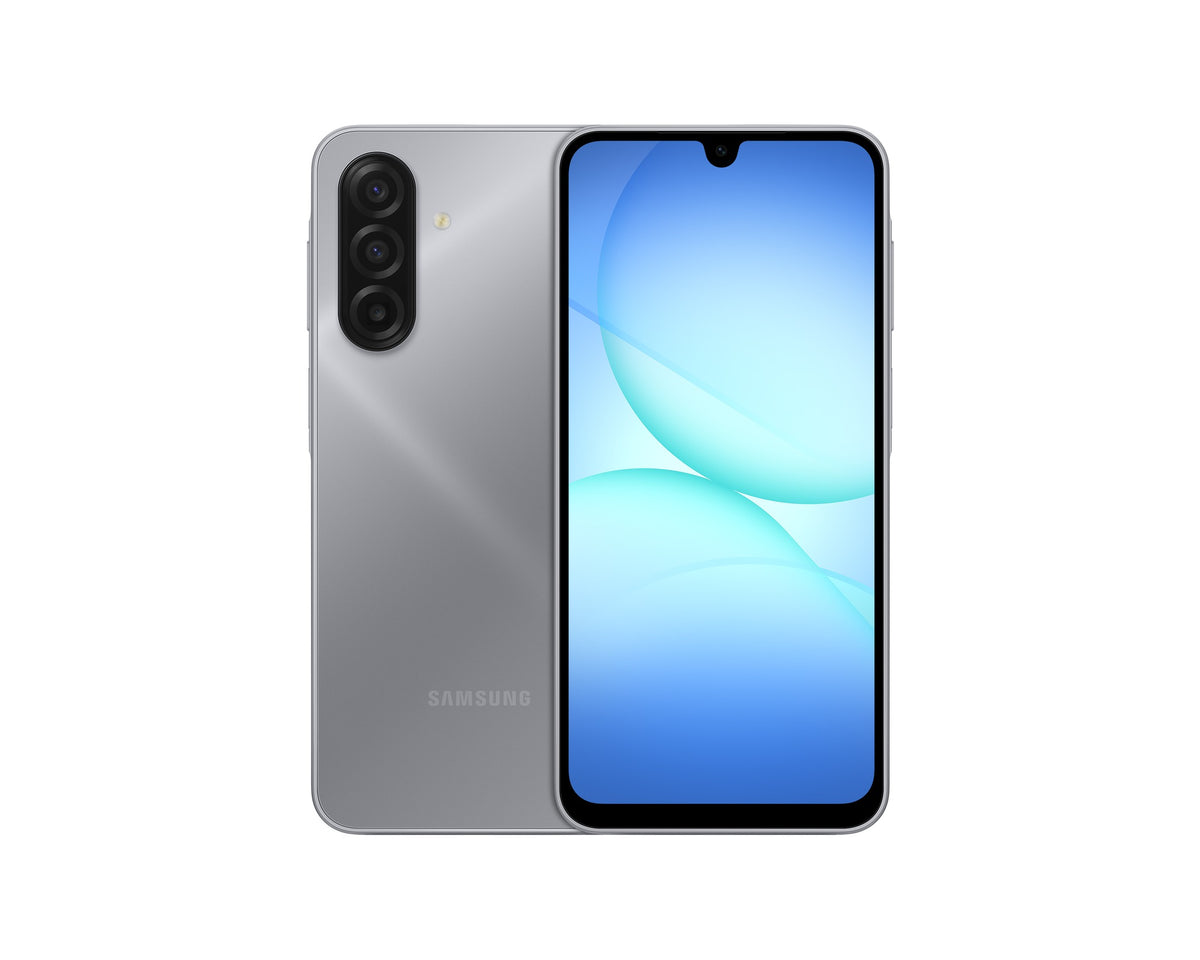 Samsung Galaxy A17 4G grigio, vista frontale e posteriore