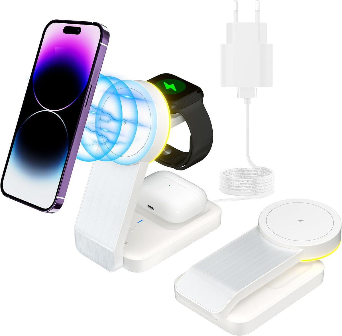W79 bianco caricatore wireless 3 in 1 - vista principale