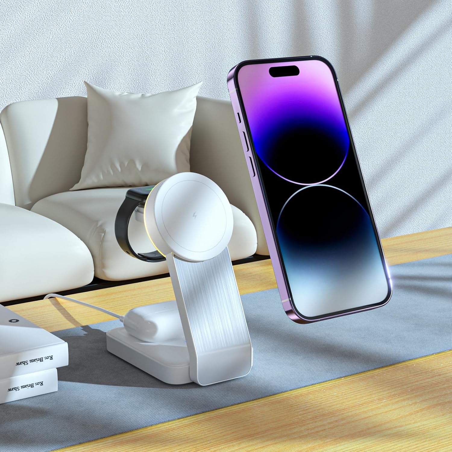 W79 bianco caricatore wireless 3 in 1 - vista prodotto