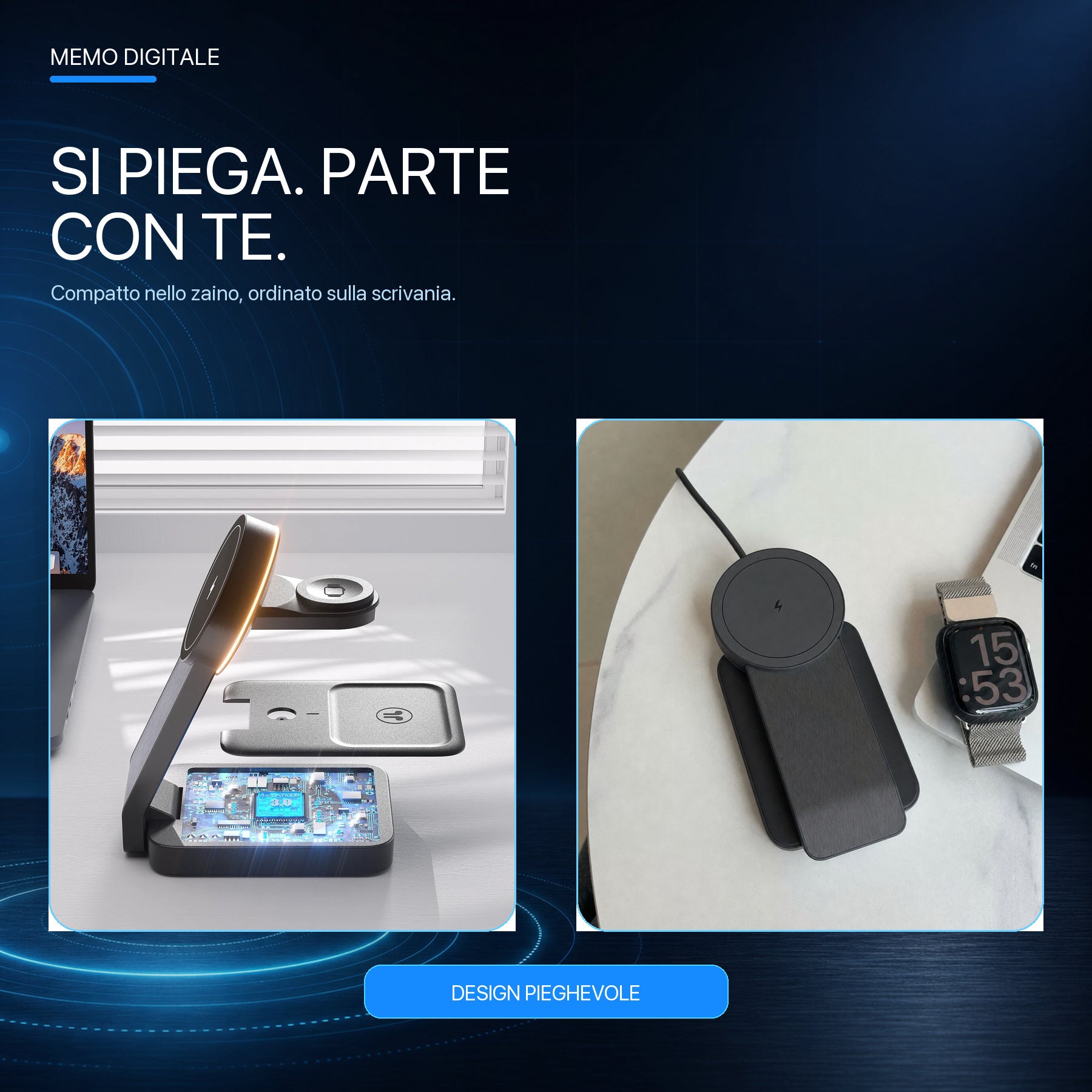 W79 nero design pieghevole e portatile
